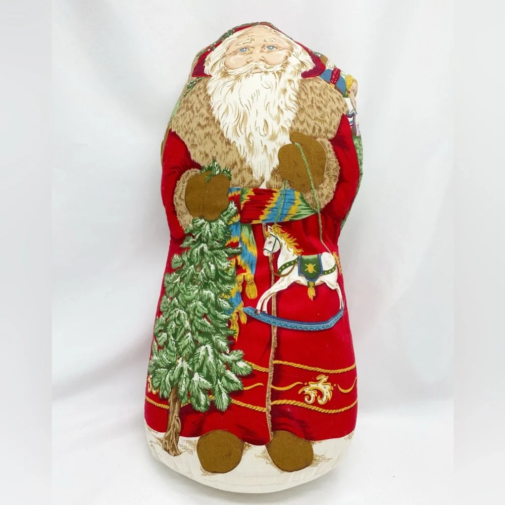 Vintage Father Christmas Santa Clause Handmade Stuffed Plush Pillow Decor Med
